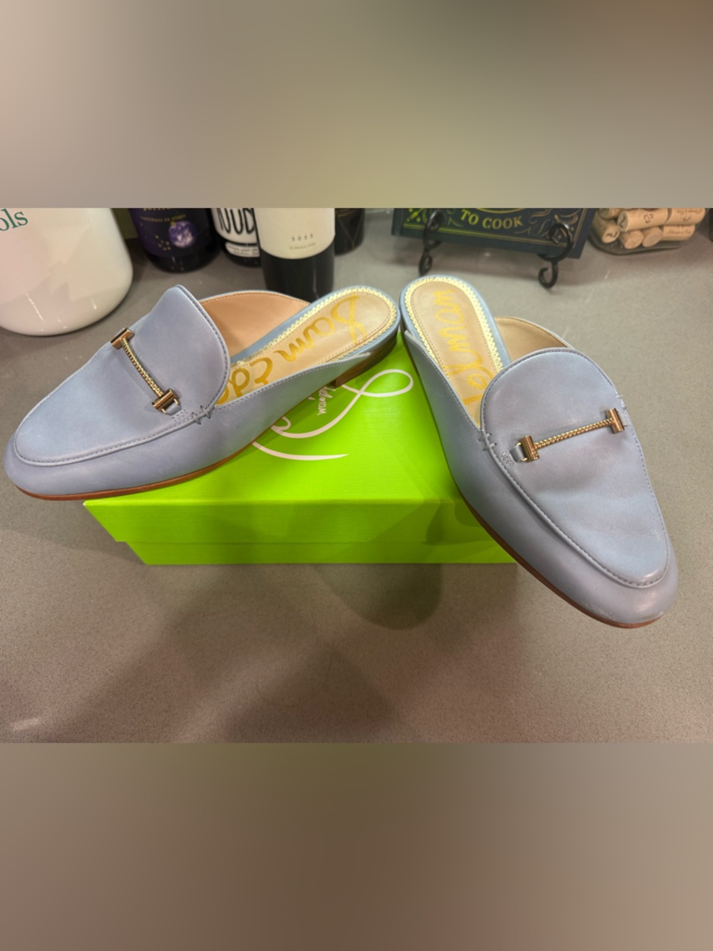 Sam Edelman Powder Blue Slip-On Mule Loafers